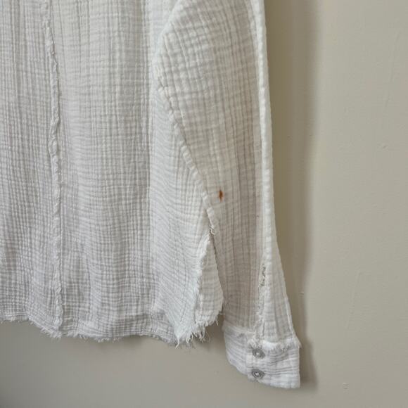 Urban Outfitters UO Luca Gauzy Cotton Button Down Shirt White Size S - Picture 4 of 13
